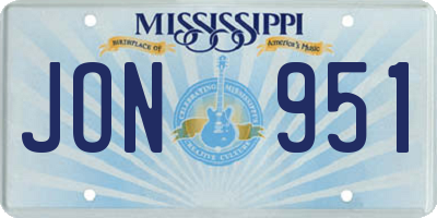 MS license plate JON951