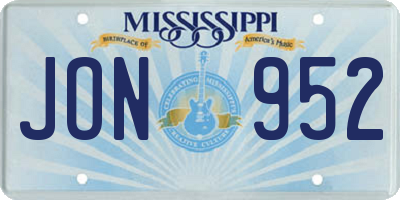 MS license plate JON952