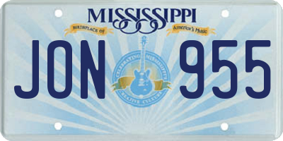 MS license plate JON955