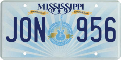 MS license plate JON956
