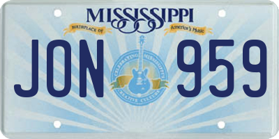 MS license plate JON959