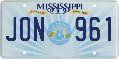 MS license plate JON961