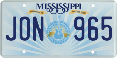 MS license plate JON965