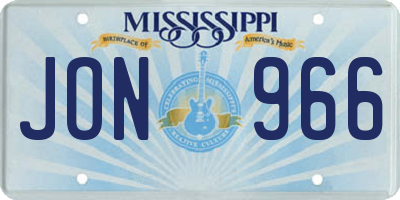 MS license plate JON966