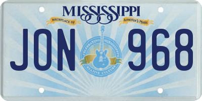 MS license plate JON968