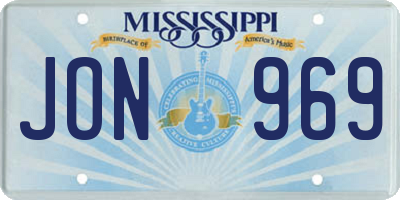 MS license plate JON969
