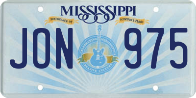 MS license plate JON975