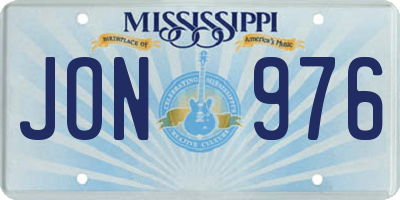 MS license plate JON976