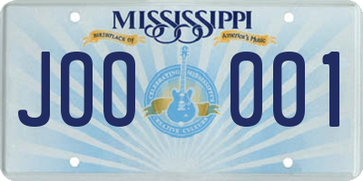 MS license plate JOO001