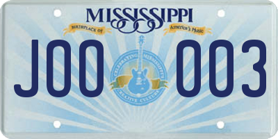 MS license plate JOO003