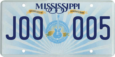 MS license plate JOO005