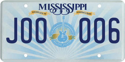 MS license plate JOO006