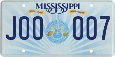 MS license plate JOO007