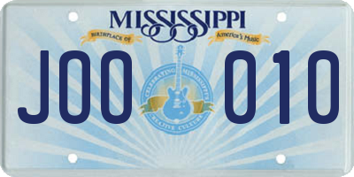 MS license plate JOO010