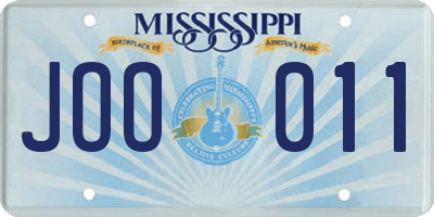 MS license plate JOO011