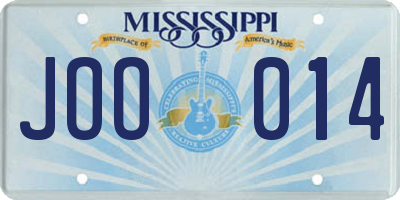 MS license plate JOO014