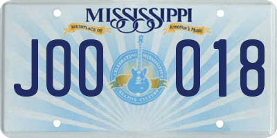 MS license plate JOO018