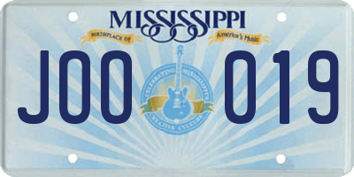 MS license plate JOO019