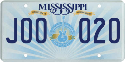 MS license plate JOO020