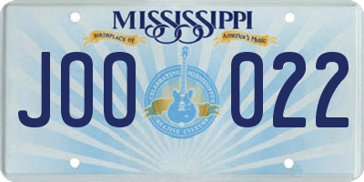 MS license plate JOO022