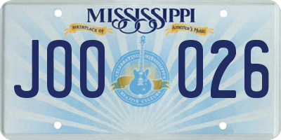 MS license plate JOO026