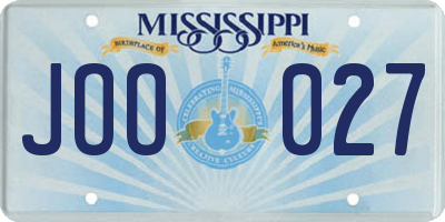 MS license plate JOO027