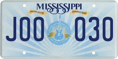 MS license plate JOO030