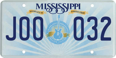 MS license plate JOO032