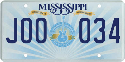 MS license plate JOO034