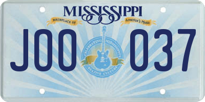 MS license plate JOO037