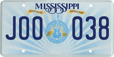 MS license plate JOO038
