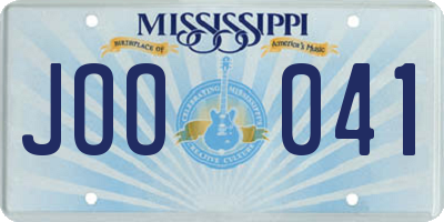 MS license plate JOO041