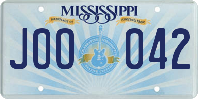 MS license plate JOO042