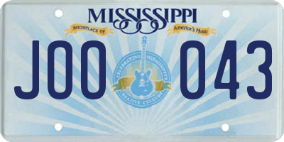 MS license plate JOO043