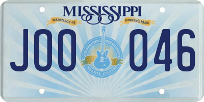MS license plate JOO046
