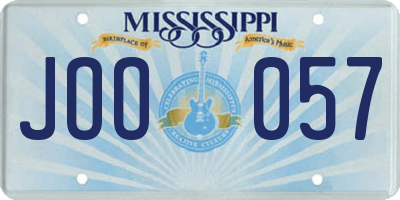 MS license plate JOO057