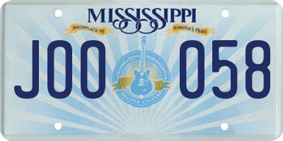 MS license plate JOO058