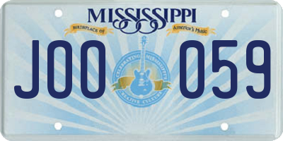 MS license plate JOO059