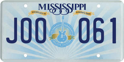 MS license plate JOO061