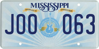 MS license plate JOO063