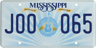 MS license plate JOO065