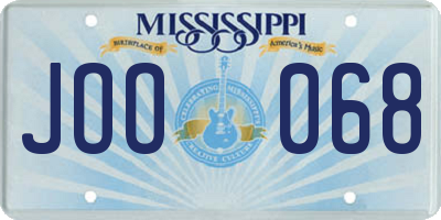MS license plate JOO068