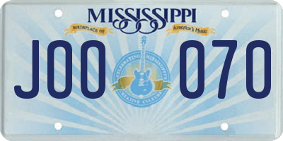 MS license plate JOO070