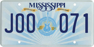 MS license plate JOO071