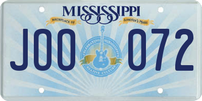 MS license plate JOO072