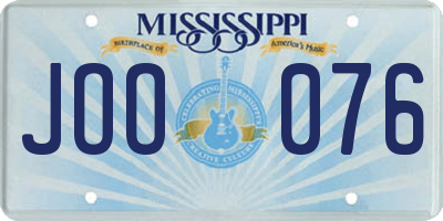 MS license plate JOO076