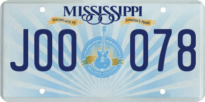 MS license plate JOO078