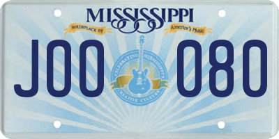 MS license plate JOO080