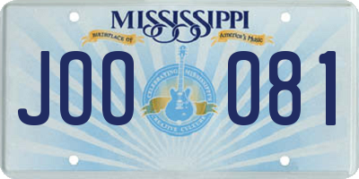 MS license plate JOO081
