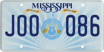 MS license plate JOO086